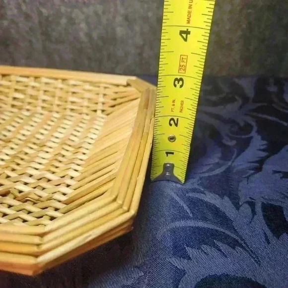 Farmhouse/Boho Vintage Square Wicker Rattan Woven Basket - Picture 4 of 4